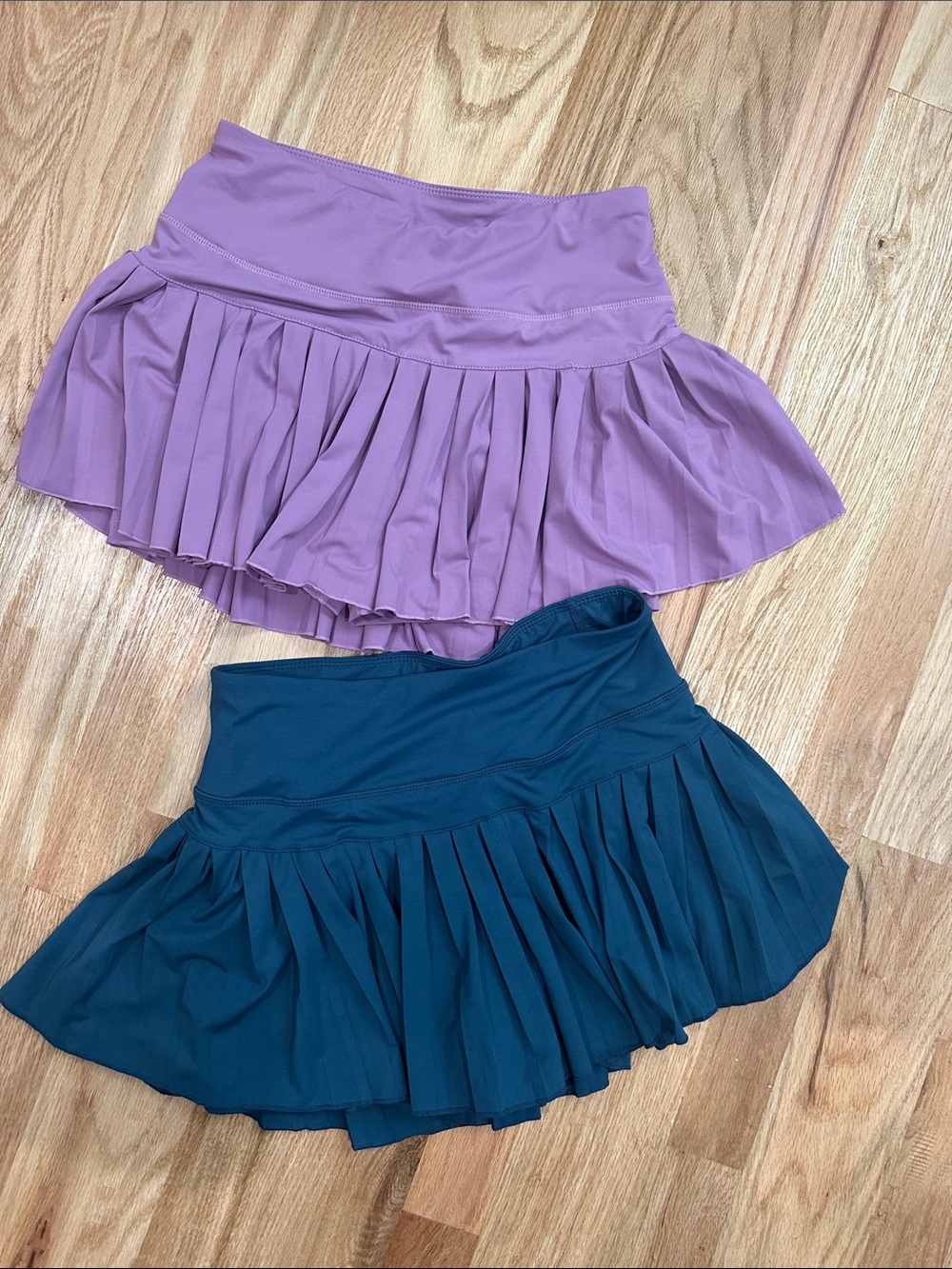 Pleated Athletic Skort Duo - Lavender and Teal